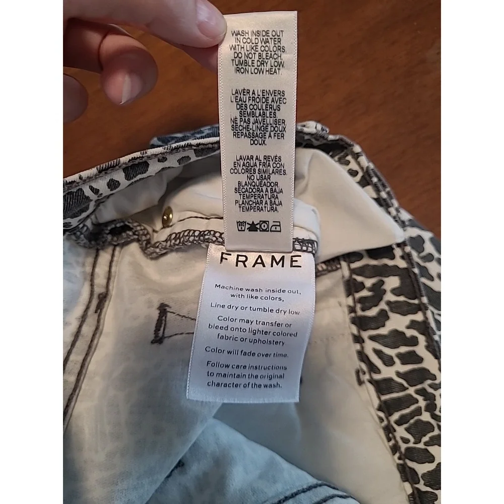 FRAME Denim ANIMAL PRINT LE HIGH ANKLE SKINNY JEANS SZ 26 Gray White Faded - Picture 11 of 12